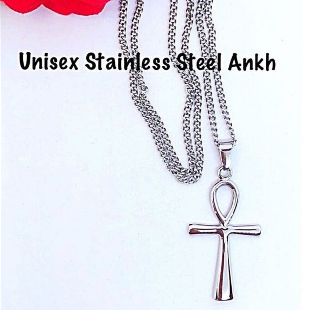 Stainless Steel Unisex Celtic Ankh Necklace NWT, Ships in Gift Box, 1 3/4” Tall